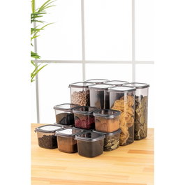 Hermia Set de 15 cajas de almacenaje de plástico, Antracita